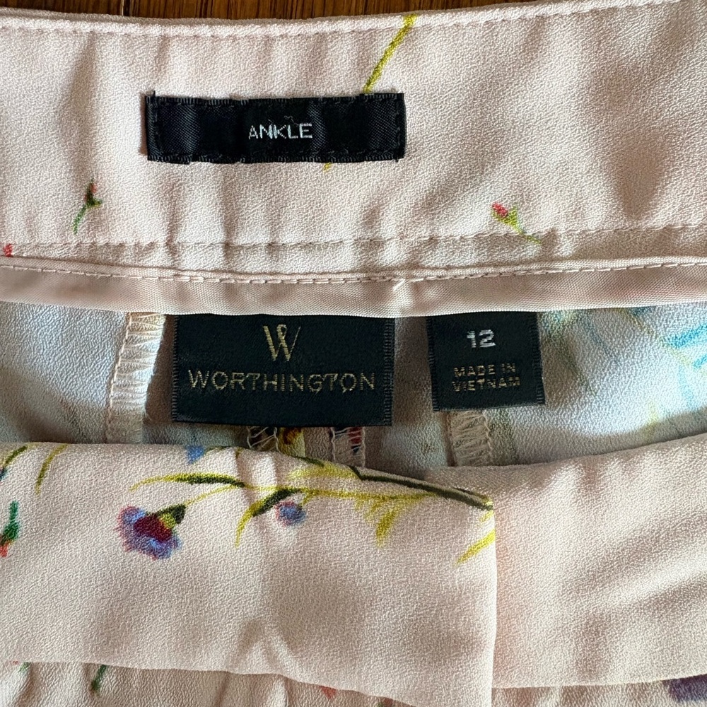 Worthington Floral Print dress Pants - White and Pale Pink
